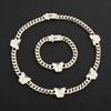 HM260 Factory 14k High Quality Brass Cuban Chain Jewelry Set Men and Women Fashion Accessories