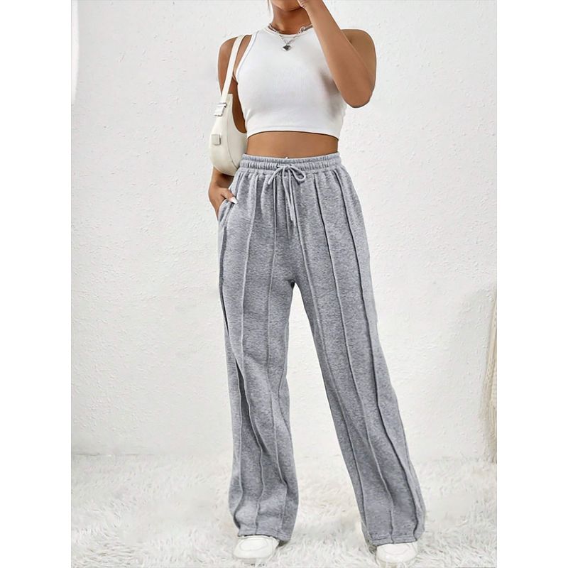 Straight Leg Sports Pants2025 Women Clothes Casual Sweatpants Drawstring Vertical Stripes Straight Sweat Pants