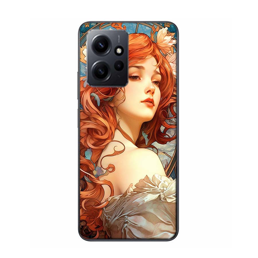 Exquisite Women's Loish Style Flowers Phone Case For Redmi 12 13C 12C 15C 9 10 10C Note 13 Pro Plus 14 15 Pro 9T 9C 9A TPU Soft