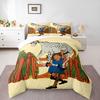 3 Piece Bedding Set Pippi Longstocking Lifting Spotted Horse Over Fence Red Hair Strong Astrid Lindgren Book Art Print for Adult Room Decor