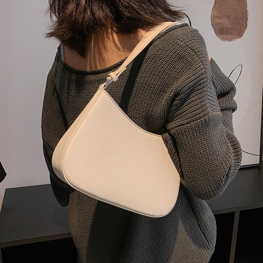 Новые женские модные сумки ретро однотонная искусственная кожа плечевая сумка подмышкой — фото 4