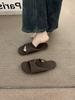 Late Evening Breeze Retro Brown Niche Open-toed Sandals Fairy Shoes 2025 New Summer Flat-bottomed Cool Slippers