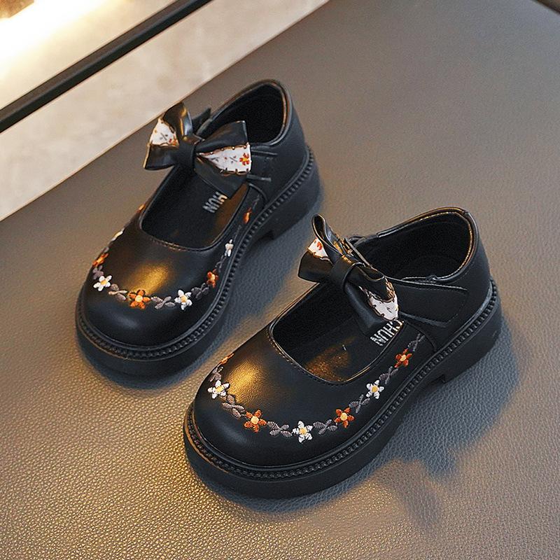 Girls Bow Princess Shoes Spring Children's Leather Shoes