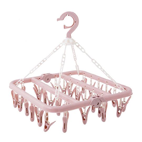 

32 складные вешалки с несколькими зажимами-прищепками для взрослых, детская вешалка для носков, бытовая сушилка, ветрозащитная сушилка 32 clips A бежевый