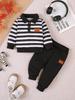 Koreanischer Stil Jungen Gestreiftes Kragenoberteil & Lange Hose 2-teiliges Set für Herbst/Winter
