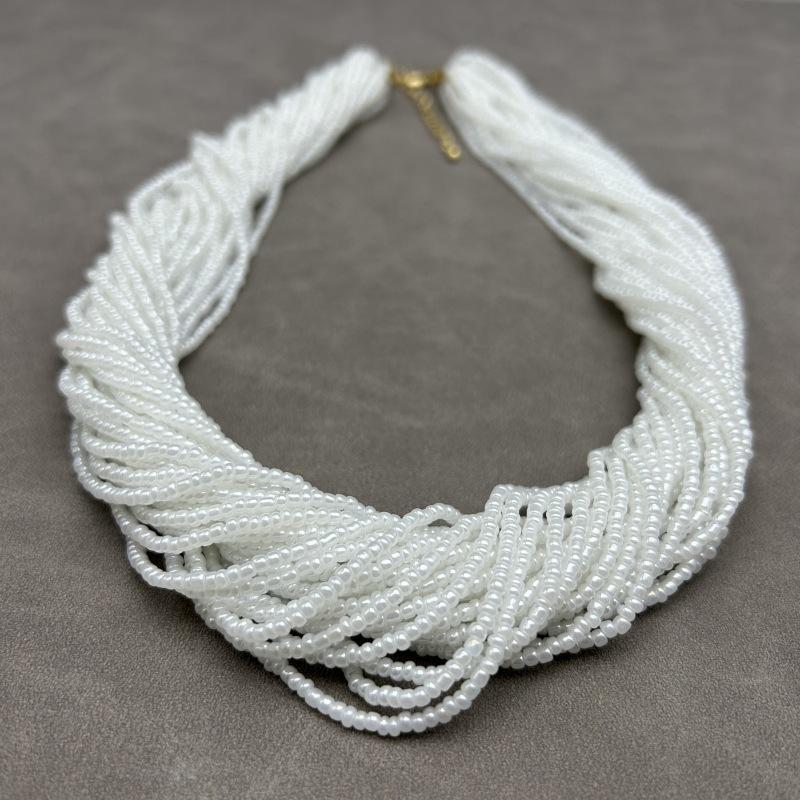 Multi-color seed bead layered wrap choker necklace - unique, chic, and expressive