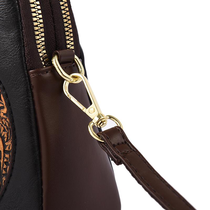 Women's Embossed Elephant Design Crossbody Bag Vintage Leather Shoulder Bag for Daily Use