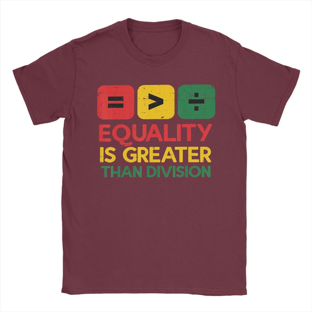 Vintage T Shirt Summer Black History Equality Greater Than Division Novelty T Shirts  Cotton Printed Short Sleeve Top Tees