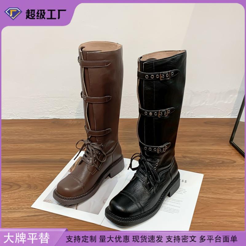 Grape mother winter new long knight boots women's trend small thick-soled heightening boots comfortable soft sole not tired feet