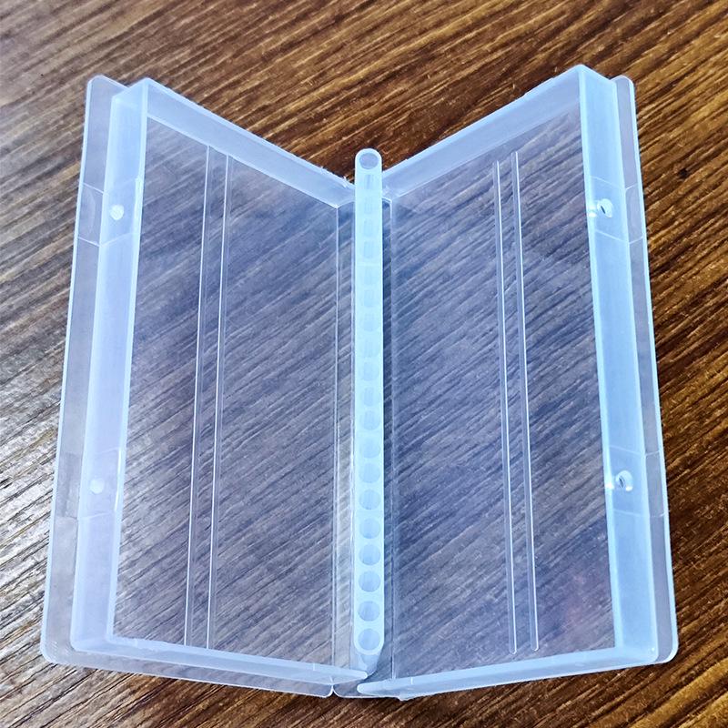 

Прозрачный PP держатель на 20 слотов для керамических и вольфрамовых фрез для ногтей белый