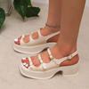 Fashion Women's Sandals 2025 New Summer Platform Fashion High Heel Sandals Outdoor Beach Shoes Square Toe Buckle Strap Women’s Shoes