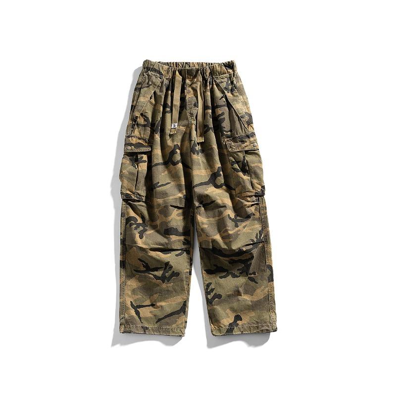 

Мужские модные прямые повседневные брюки камуфляжной расцветки, модный комбинезон с несколькими карманами, универсальные брюки с широкими штанинами синего цвета 3XL хаки