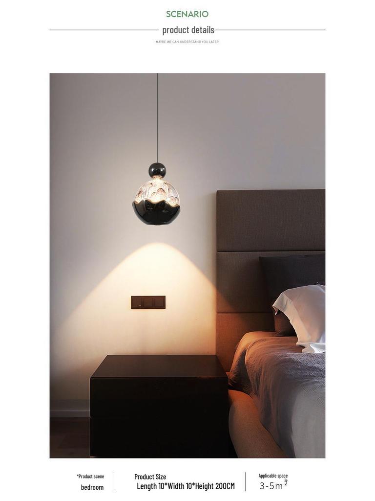 Italian Luxury Bedside Pendant Light - Snow Mountain Style, Adjustable Height, Handcrafted for Foyer or Bedroom.