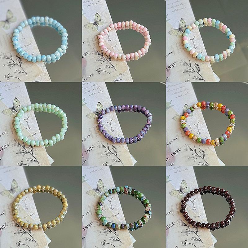 Bunte Keramikperlenarmbänder für Damen Herren Einfache Vielseitige Handgewebte Perlenarmreifen Party Schmuck Accessoires Geschenke