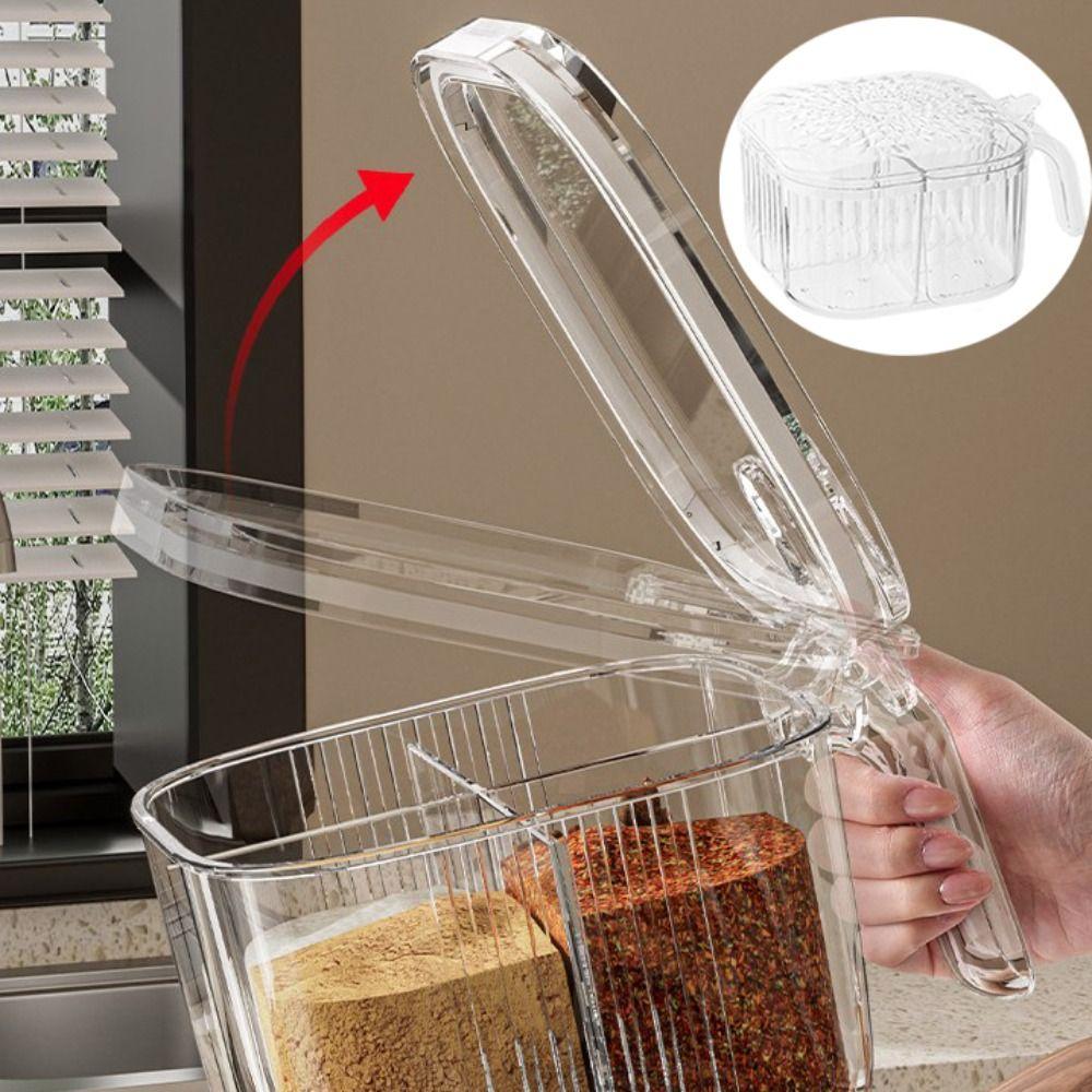 Moisture-proof Condiment Container 4 Compartment Spice Jar Condiment Storage Box  Restaurant