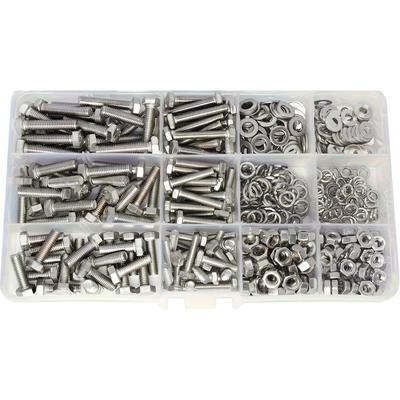 Kit d'Assortiment de Boulons à Tête Hexagonale Vis Écrous Rondelles Plates Rondelles Grower en Acier Inoxydable M4 M5 Métrique