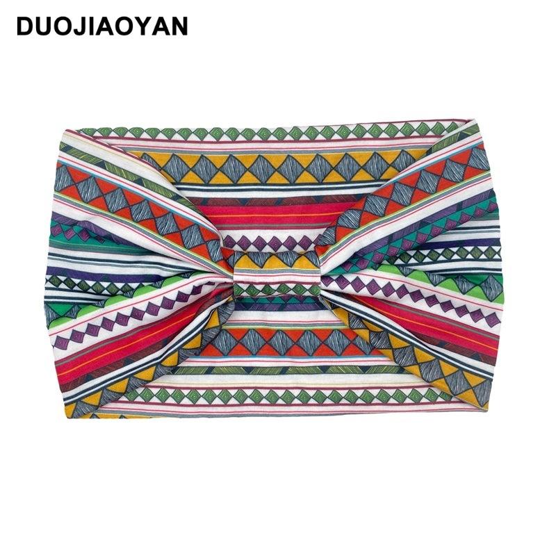 Knot Headband, Color Blocked Pattern Printed Sports Headband, Fashionable Polka Dot Wide Edge Elastic Headband