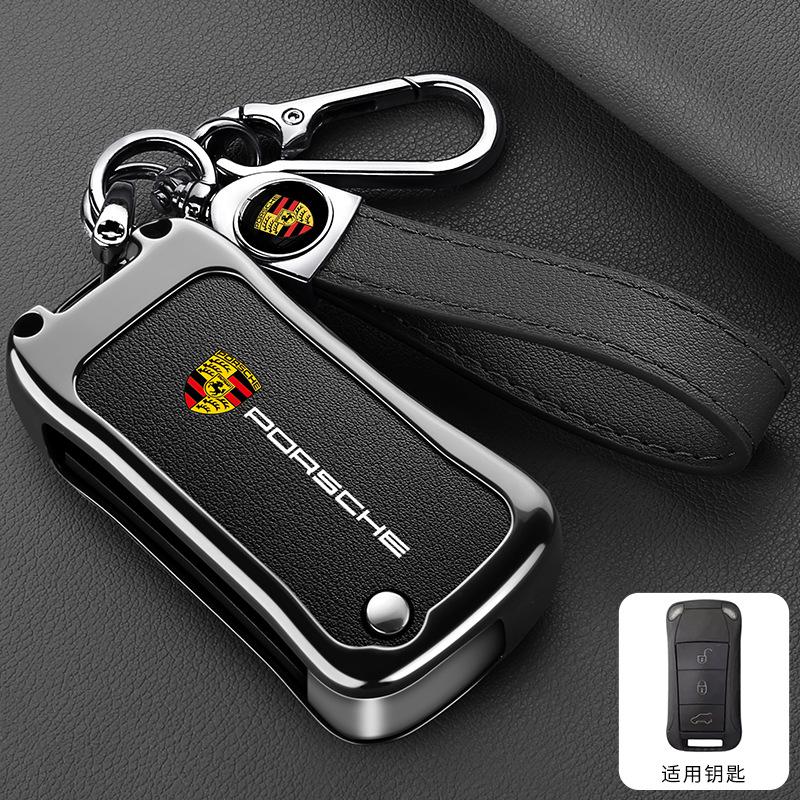3 Buttons Zinc Alloy Leather Car Remote Key Case Cover Shell Accessory For Porsche Cayenne 955 957 911 997 Boxster 987 Sticker LG4