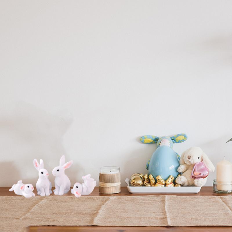 Söt harts kanin prydnad, familj mikro landskap mini kaniner Hantverk miniatyr figurer, för