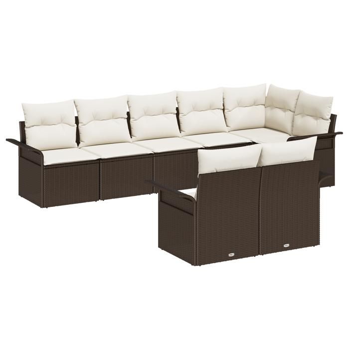 VidaXL Ensemble de canapés de jardin 8 pièces Chocolat Rotin synthétique avec coussins 3345408