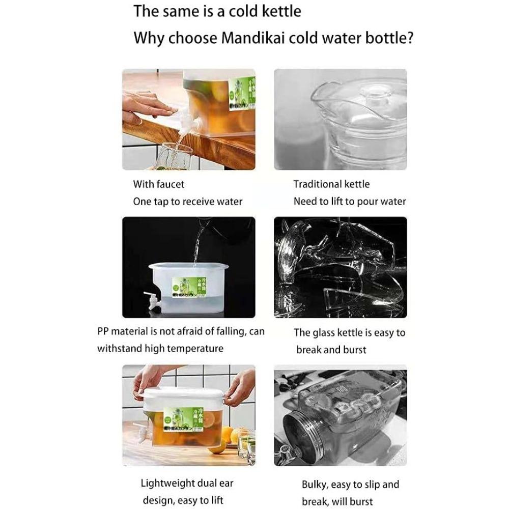 3.5L Large Capacity Beverage Dispenser with Tap, Ice Tea Lemonade Dispenser, Plastic Beverage Dispenser for Refrigerator