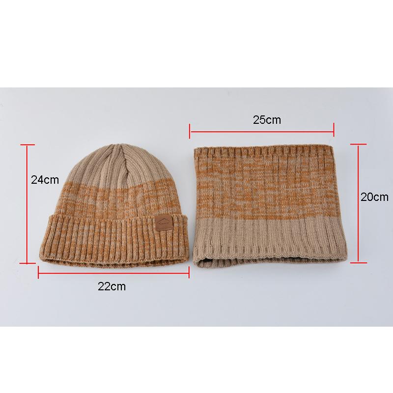Winter Outdoor Wool Scarf Caps Set Men Knitted Hat Women Velvet Thickened Hat Neck Warmer Hat Ski Cap Balaclava Skullies Beanies