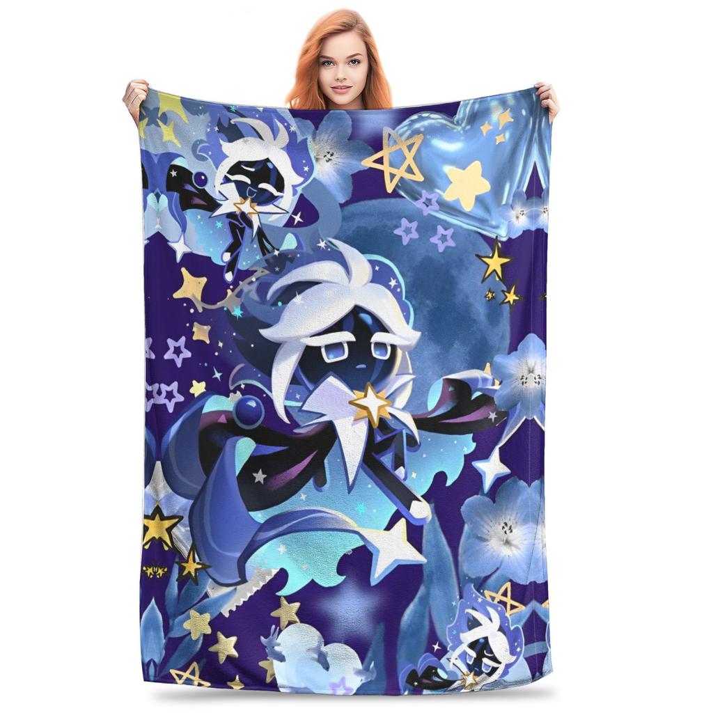 Black Pearl Cookie Flannel Blankets Cookie Run Kingdom Funny Throw Blankets for Home 200x150cm Bedspread