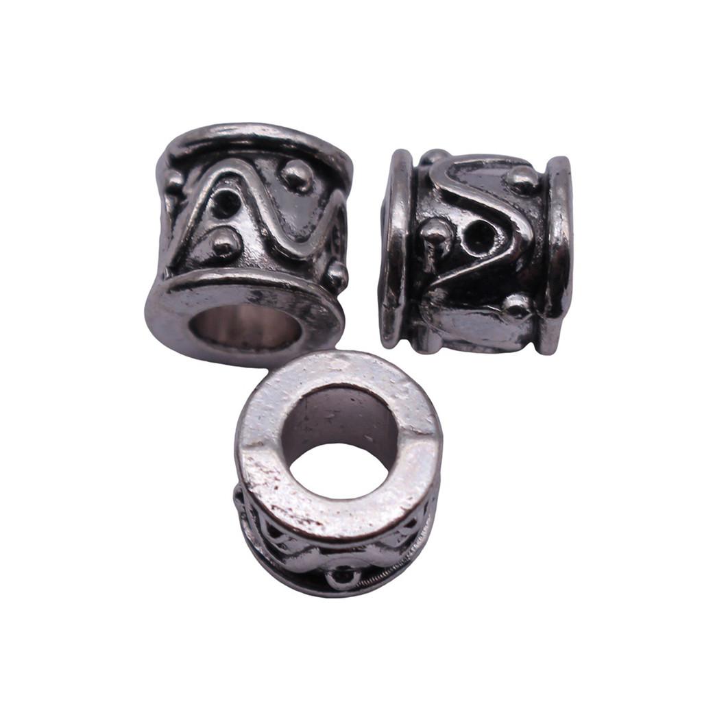 Vintage Floral Pattern Cylinder Beads Antique Style Large Hole Spacers For DIY