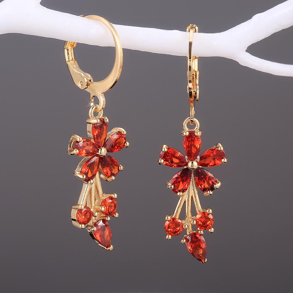 Delicate Flower Shape Women Drop Earring Bright Color Wedding Ceremony Earrings Fancy Girl Gift Fashion Jewelry Wholesale