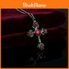 Gothic Rose Cross Necklace With Vintage Silver Pendant For Women Party Wear