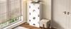 Modern and unique white shoe cabinet, shoe cabinet with 3 flaps, round mirror, large storage space, suitable for entryway/foyer