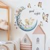 Verträumte kleine Fee Mond Schmetterling Blume Schlafzimmer Wohnzimmer Zuhause Hintergrund Verschönerung und Dekoration Wandaufkleber