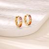 Luxury Stainless Steel Colored Zirconia Earring for Women Gold Color Anti Fading Earring Wedding Vacation Jewelry Accessories