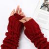 Fashion Button Fingerless Knitted Gloves Arm Warmers Wool Mittens Long Gloves