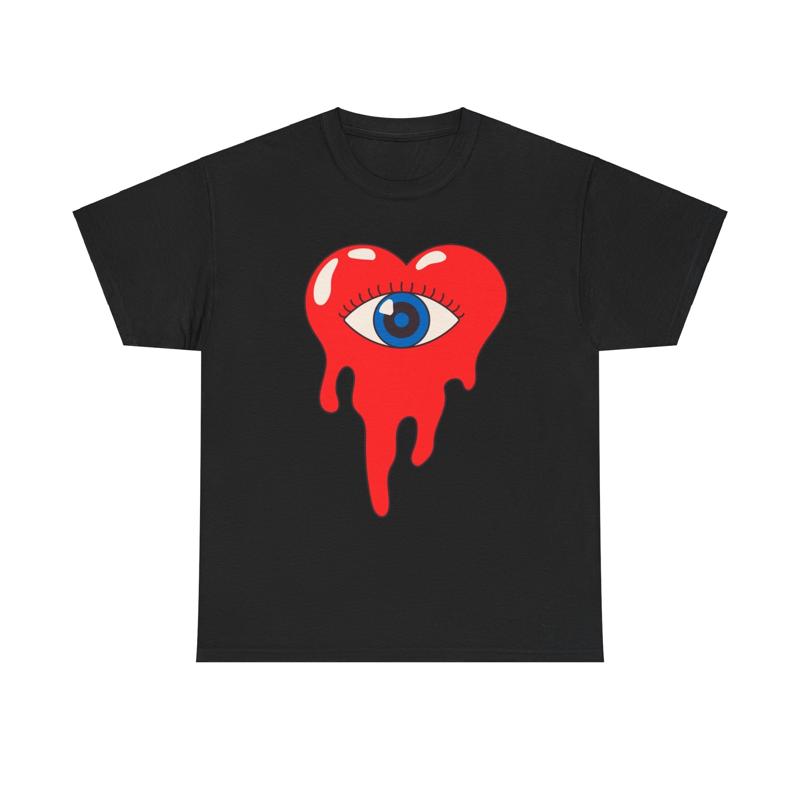 Melting Heart Eye T Shirt Surreal Trippy Psychedelic Love Retro Vintage Art