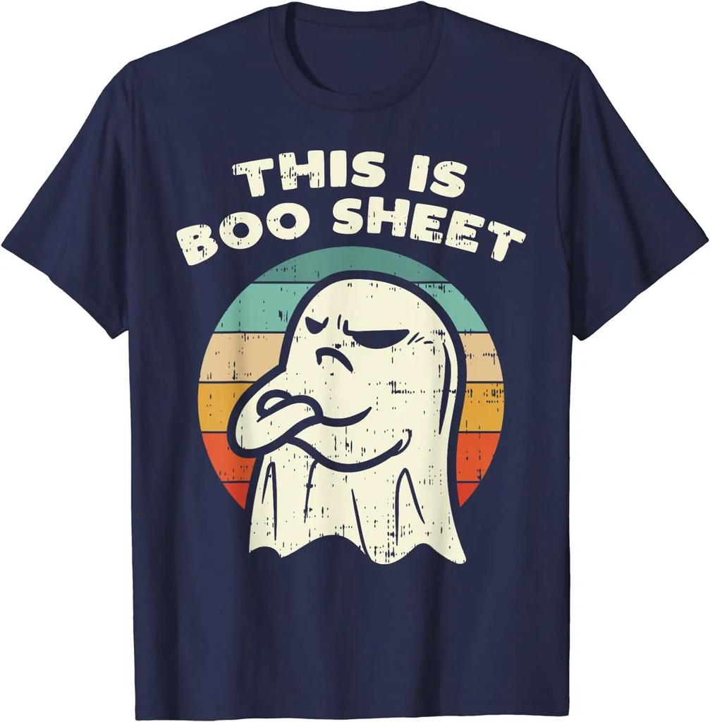 This Is Boo Sheet Ghost Retro Halloween Costume Unisexe Femmes T-Shirt Coton Quotidien Quatre Saisons T-shirts Décontracté Graphique T-shirts