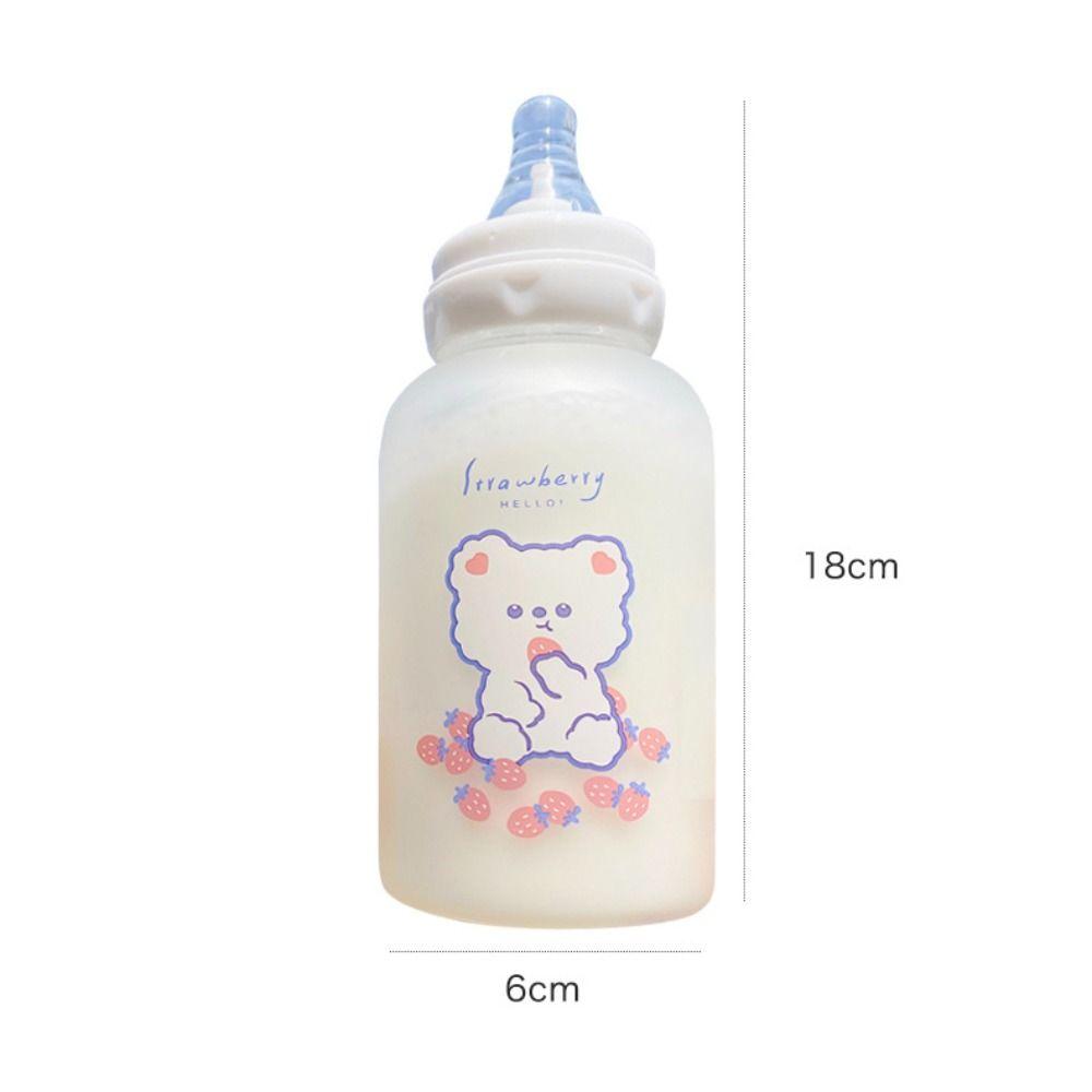 400ml Portable Straw Cup Strawberry Bear Drinking Bottles Cute Water Bottle  Girls Kids Adult