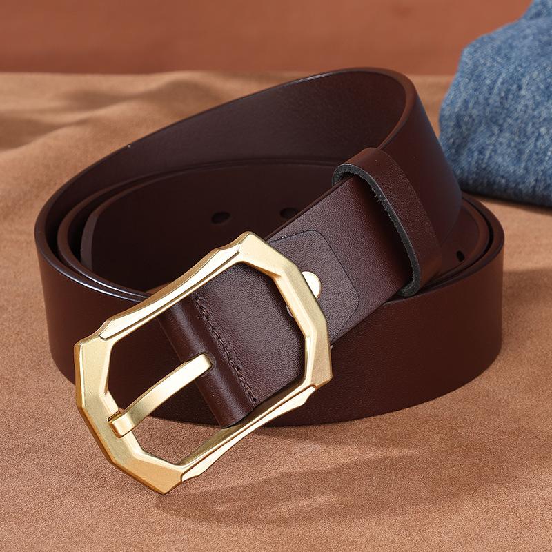 Retro Men's Genuine Leather Casual Pin Buckle Cowhide Belt Simple Belt Belt Men's Casual Versatile Belt