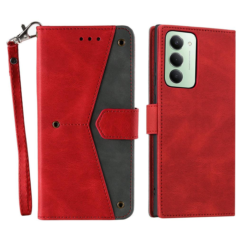 For Xiaomi Redmi 15 5G (Global) (169mm) Leather Case Splicing Stitching Wallet Phone Cover with Wrist Strap
