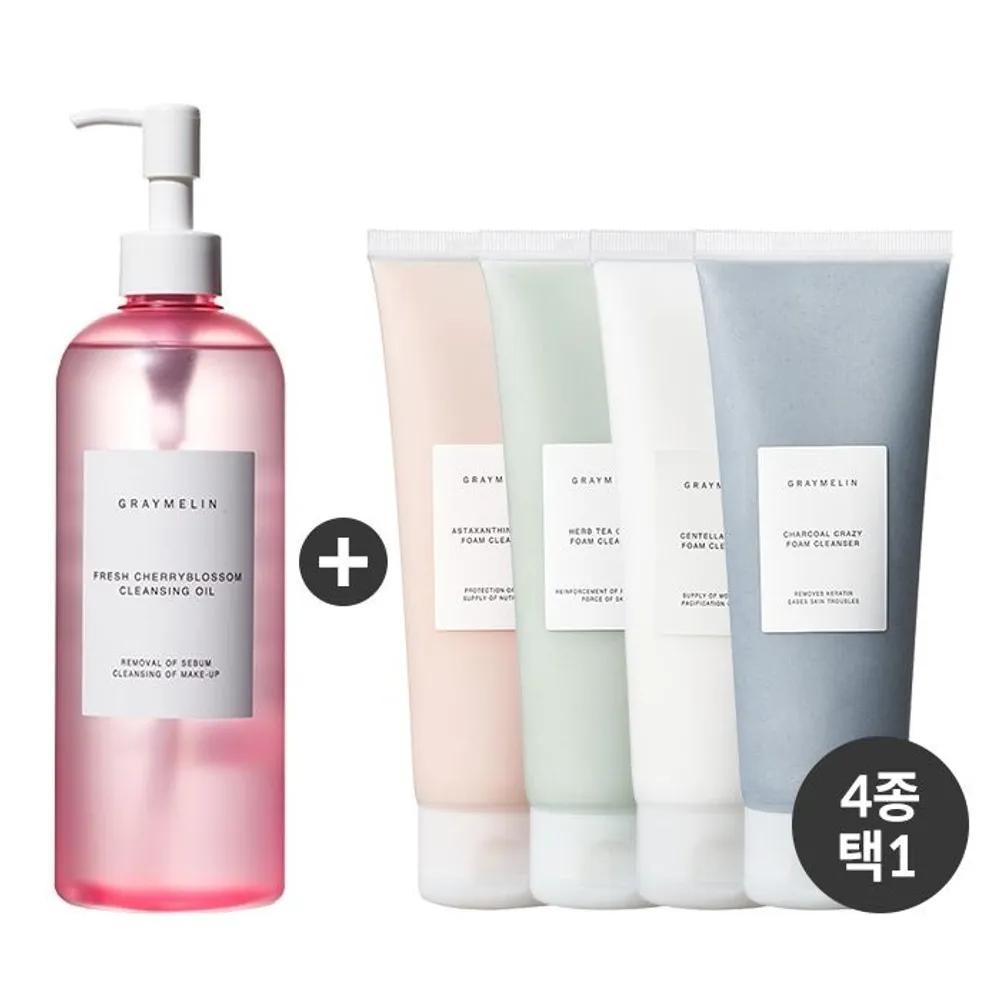 Fresh Cherry Blossom Cleansing Oil + Foam Cleanser 150ml Set 03_Cherry Blossom + Astaxanthin 150ml (Elasticity)