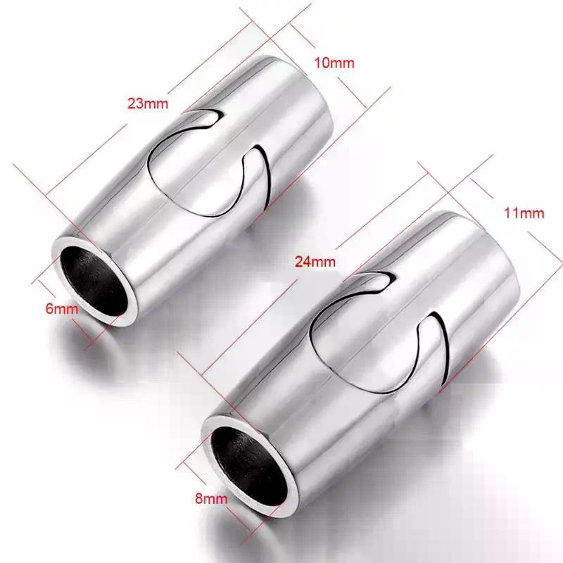Stainless Steel Magnetic Clasp 6mm 8mm Hole Secure Closure Magnet Buckle for Leather Cord DIY Bracelet Necklace Crafting