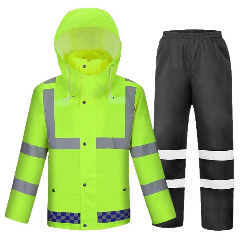 High-Visibility Raincoat & Pants Set for Traffic Safety & Rescue Duties