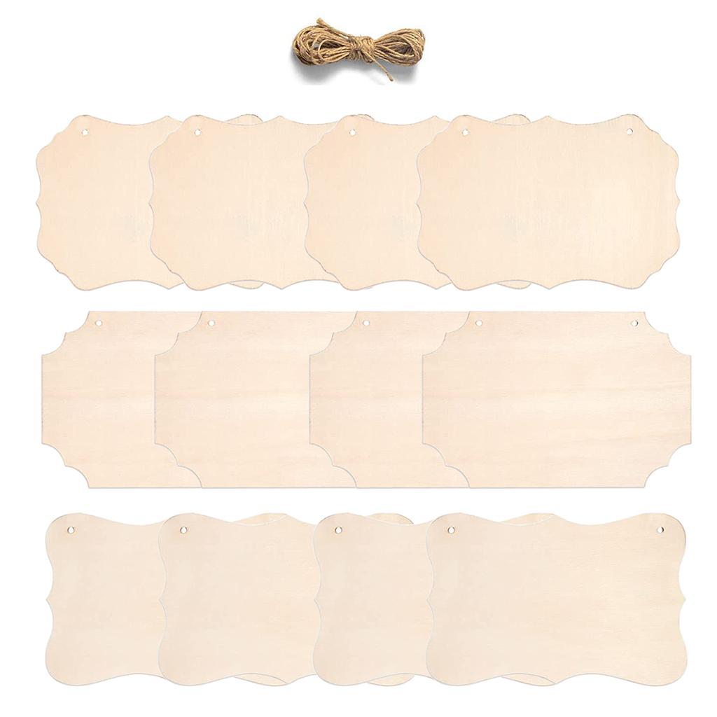 12 Pcs Unfinished Hanging Wood Plaques for Painting Wood Burning Home Decor