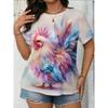 Fashionable Casual Round Neck Short Sleeved T-shirt Soft Comfortable Vintage Loose Colorful Creative Animal 3d Printed Women's T-shirt