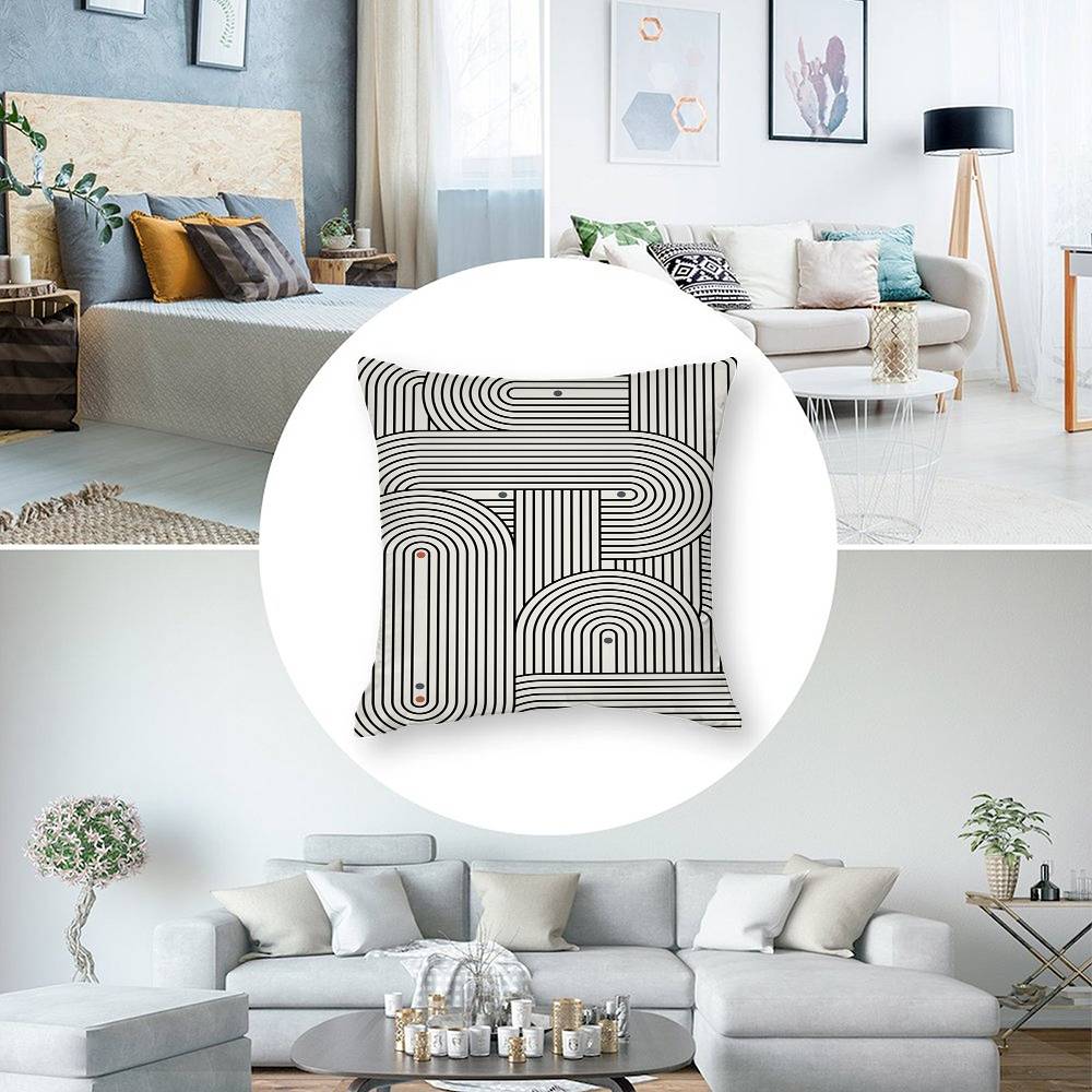 Abstract Art Line Pillow Case Short Plush Double-Sided Print Square Throw Pillow Covers Sofa Home Cushion Decor