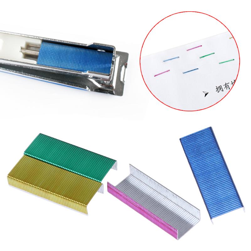 Buy 800Pcs/Box 12mm Creative Colorful Metal Staples Office School Binding Supplies at affordable