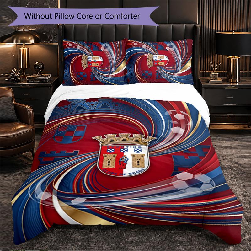 Braga FC Themed Bedding 3Pcs Duvet Cover Set Decorative Bed Linen For Teen Room Home Decoration