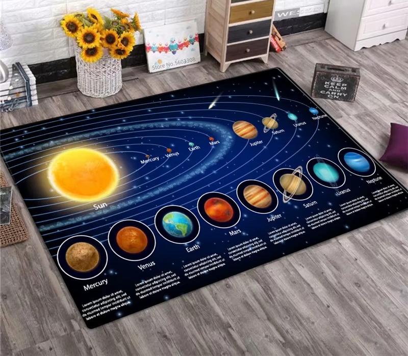 Solar System Rug Planet Galaxy Design for Living Room Kids Bedroom Non Slip Space Floor Mat Home Decor