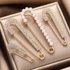 1Pc Cardigan Clip Clothing Decoration Pearl Brooch Exquisite Jewelry Gift Fashion Suit Pin Rhinestone