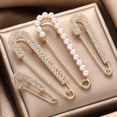 1Pc Jewelry Gift Clothing Decoration Cardigan Clip Fashion Suit Pin Exquisite Pearl Brooch Rhinestone